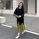 【新款】麦穗纹裙摆拼接卫衣裙2563-P135-K198，女装连衣裙，柏妮丝绮