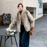 【新款】气质重工挑染环保皮草短外套2579-P255-K388，女装派克服，柏妮丝绮