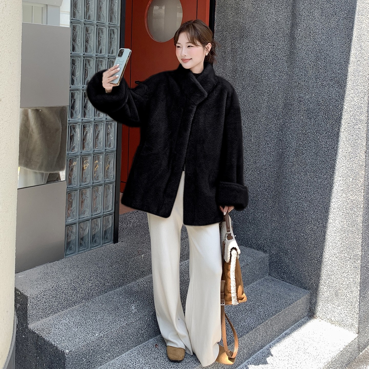 【新款】简约环保皮草皮毛一体外套2568-P185-K278,女装棉衣/棉服,柏妮丝绮