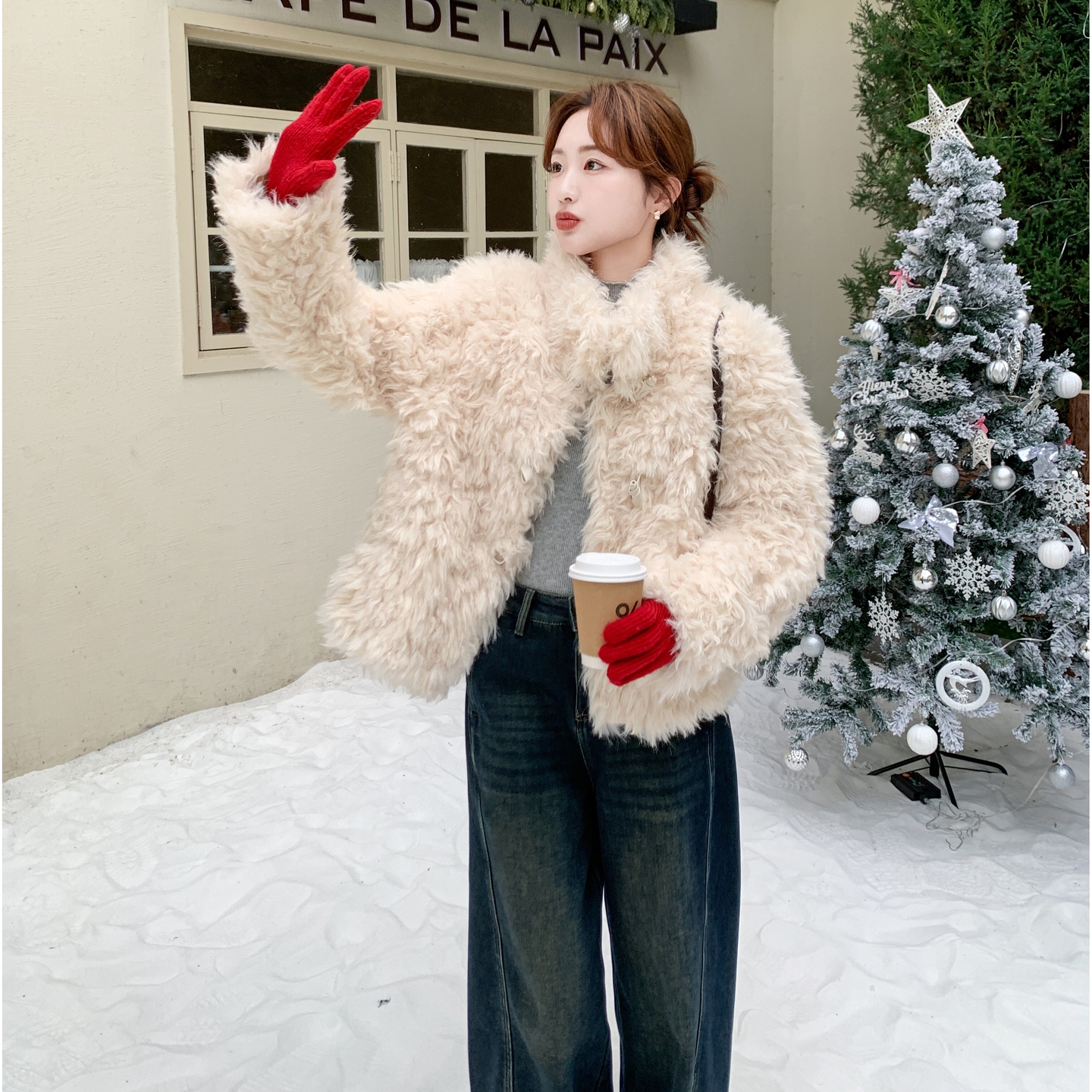 【新款】韩系软糯毛毛皮毛外套2582-P235-K358，女装派克服，柏妮丝绮