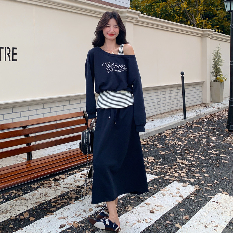 【现货】假两件卫衣套装裙2550-P155-K228,女装卫衣/绒衫,柏妮丝绮