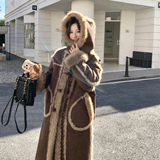 【新款】连帽保暖长款皮毛一体外套2589-P285-K428，女装派克服，柏妮丝绮