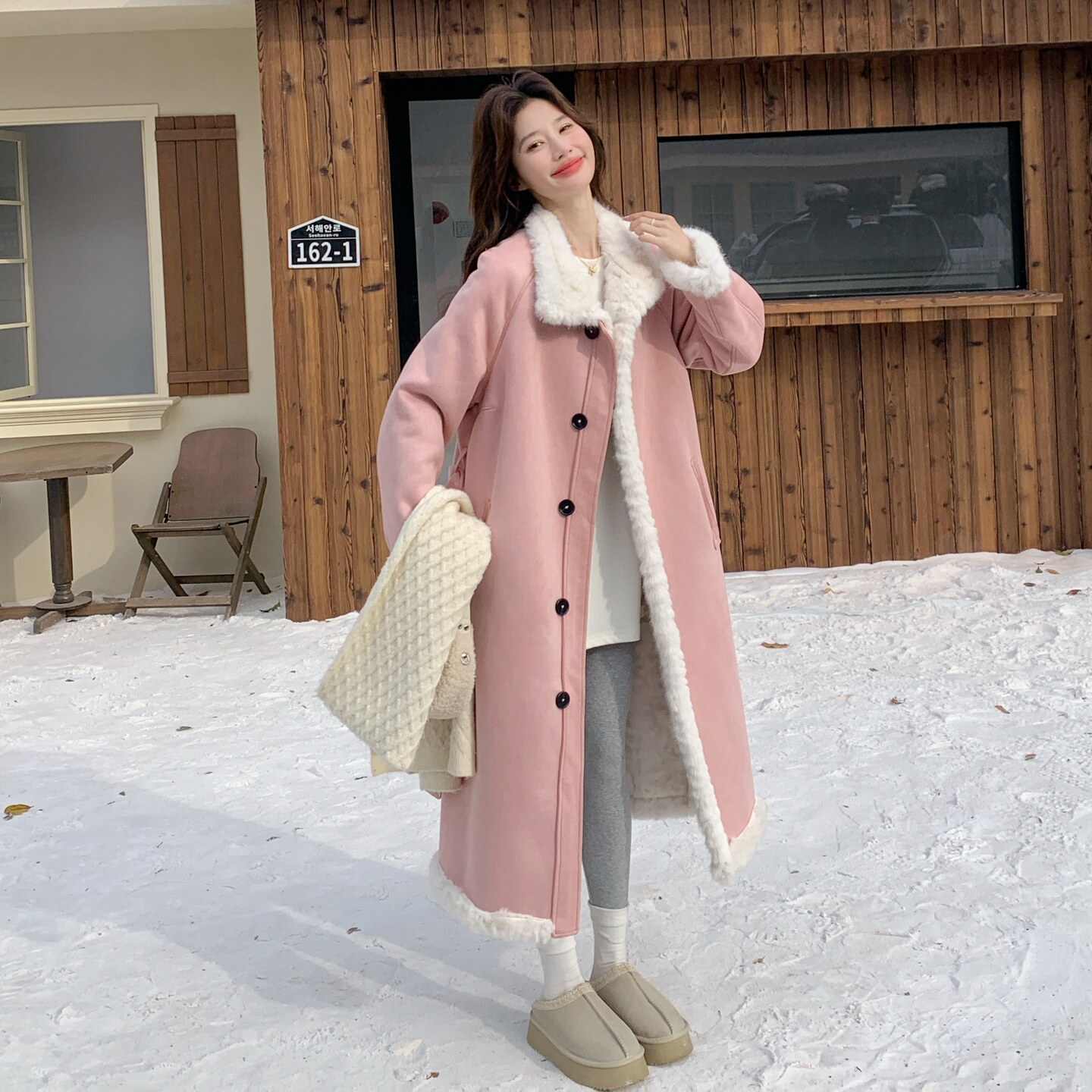 【新款】双面穿粉色皮毛一体2583-P265-K398,女装派克服,柏妮丝绮