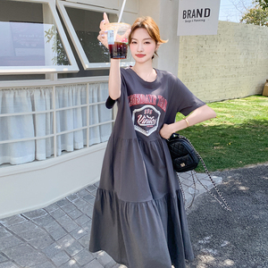 高级感蓝色条纹衬衫时尚套装女2025夏季新款韩版宽松连衣裙两件套图片