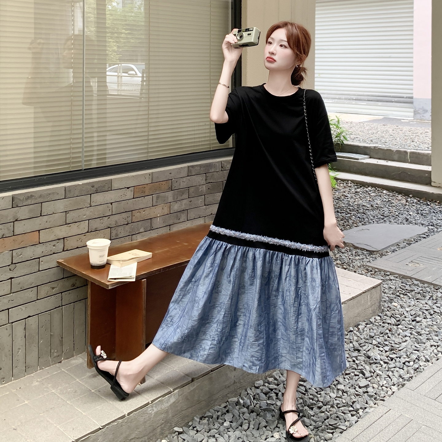 【新款】拼接撞色连衣裙2535-P135-K198，商品下架区商品下架区，柏妮丝绮