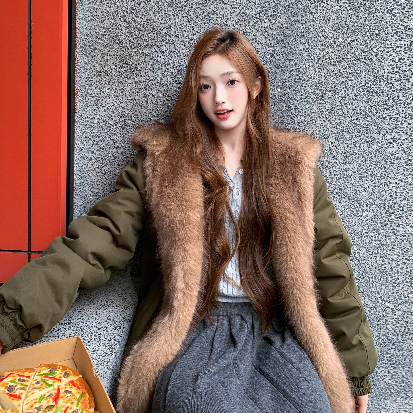 【新款】大毛领两面穿派克外套2576-P265-K398，女装派克服，柏妮丝绮