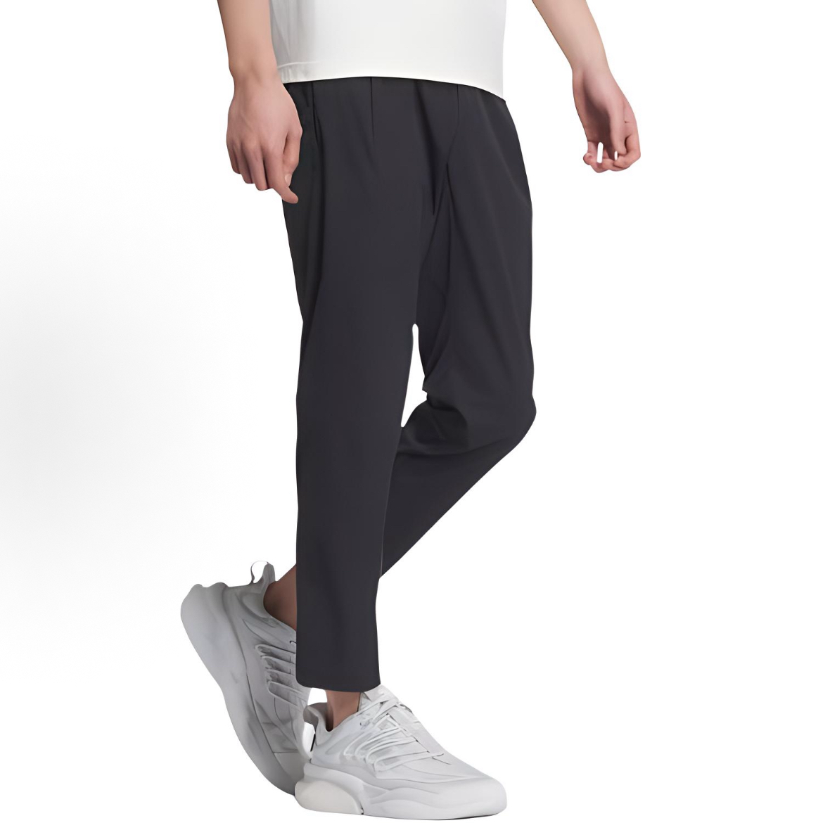 adidas 武极系列 纯色修身梭织九分休闲裤 男款 黑色JE6670