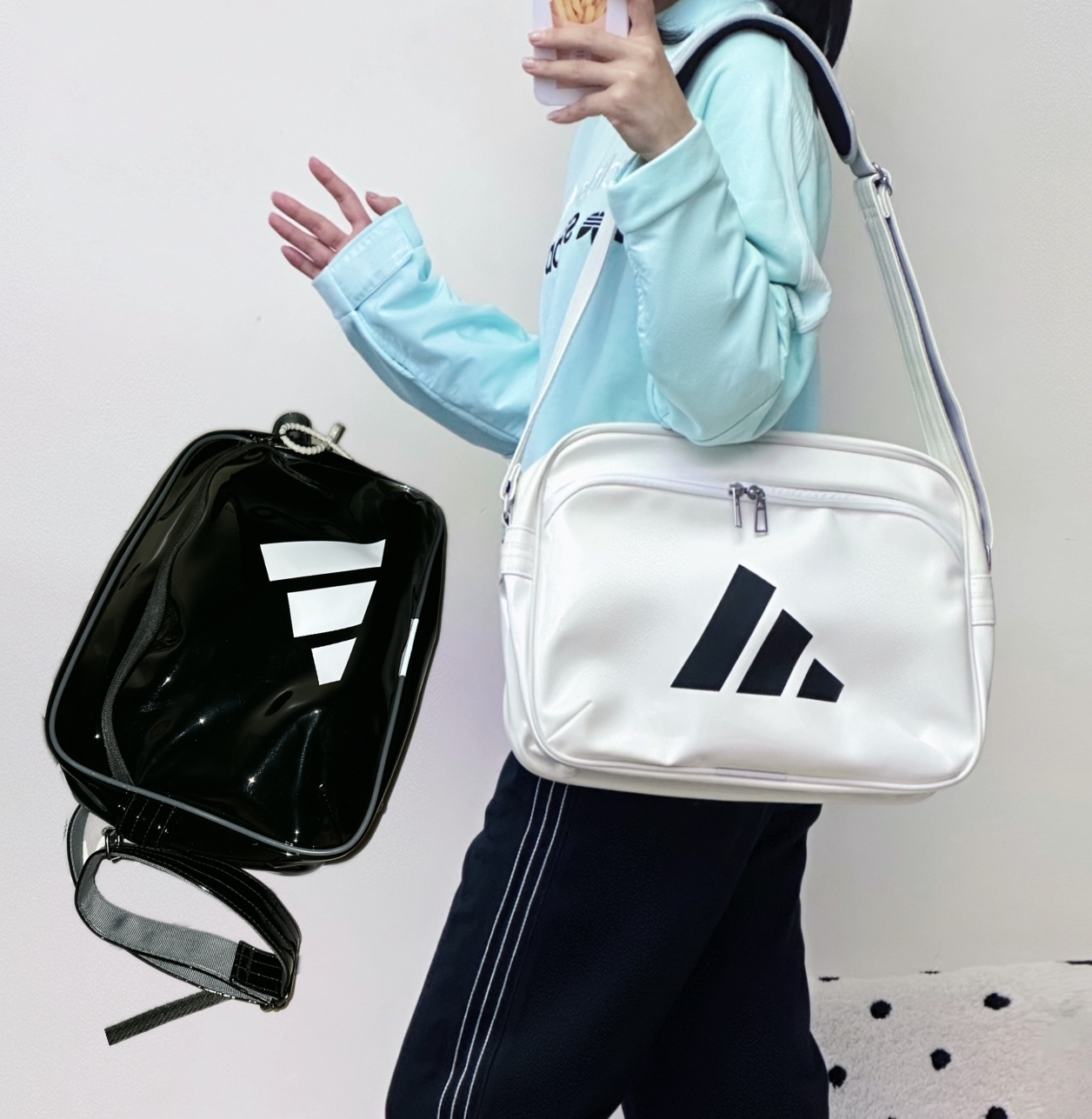 adidas阿迪达休闲运动白色户外健身旅游单肩斜挎包IB0298 IB0299