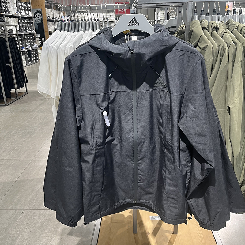 正品Adidas/阿迪达斯男子春新款户外运动休闲连帽夹克外套JF0962