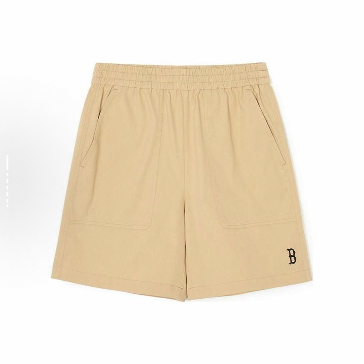 MLB 纯色宽松小logo休闲短裤 男女同款 米黄色3ASMB0143-43BGS