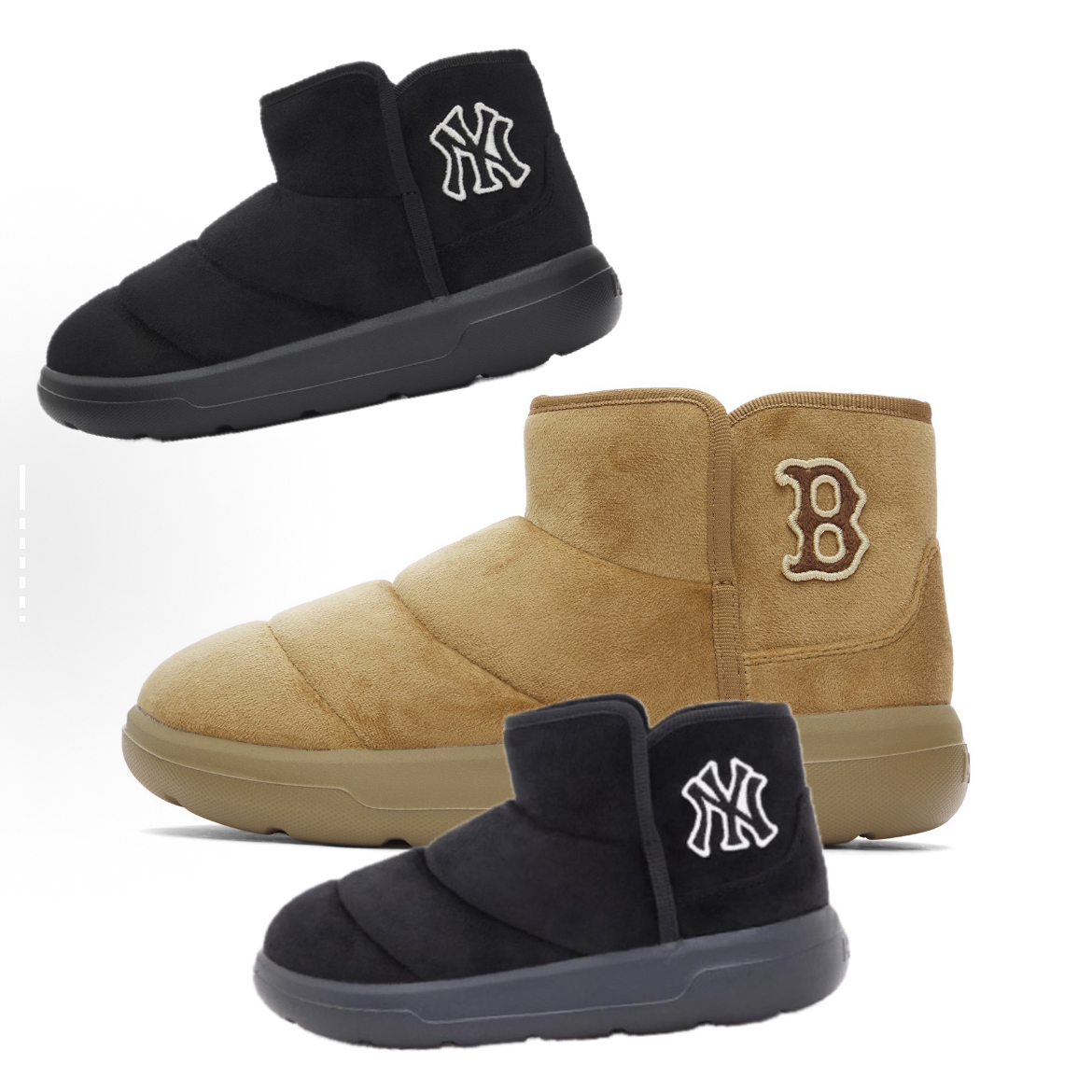 MLB 纯色经典简约百搭厚底加绒轻盈一脚蹬短靴 3AWBBCB46-43CAD