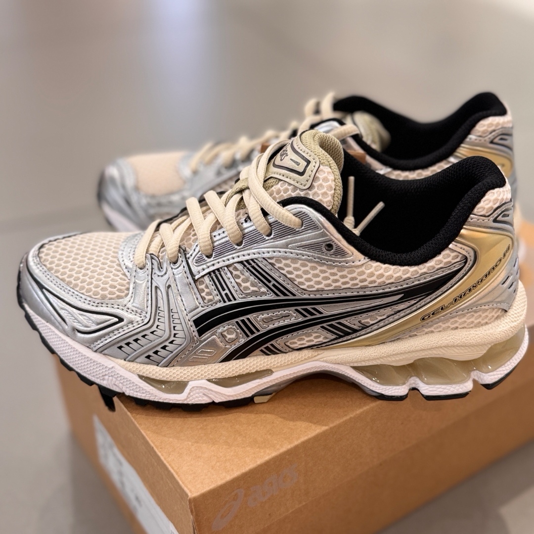 正品Asics Gel-Kayano 14 低帮跑步鞋男女同款米银色1203A537-200