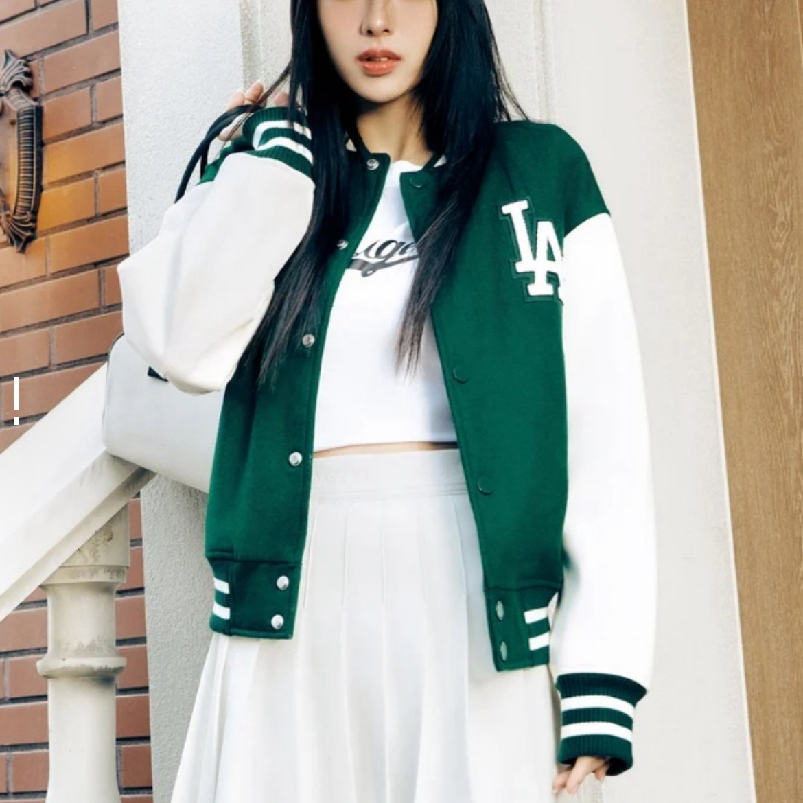 MLB  拼色logo标纽扣棒球服 男女同款 绿色3AJPV0141-07GND