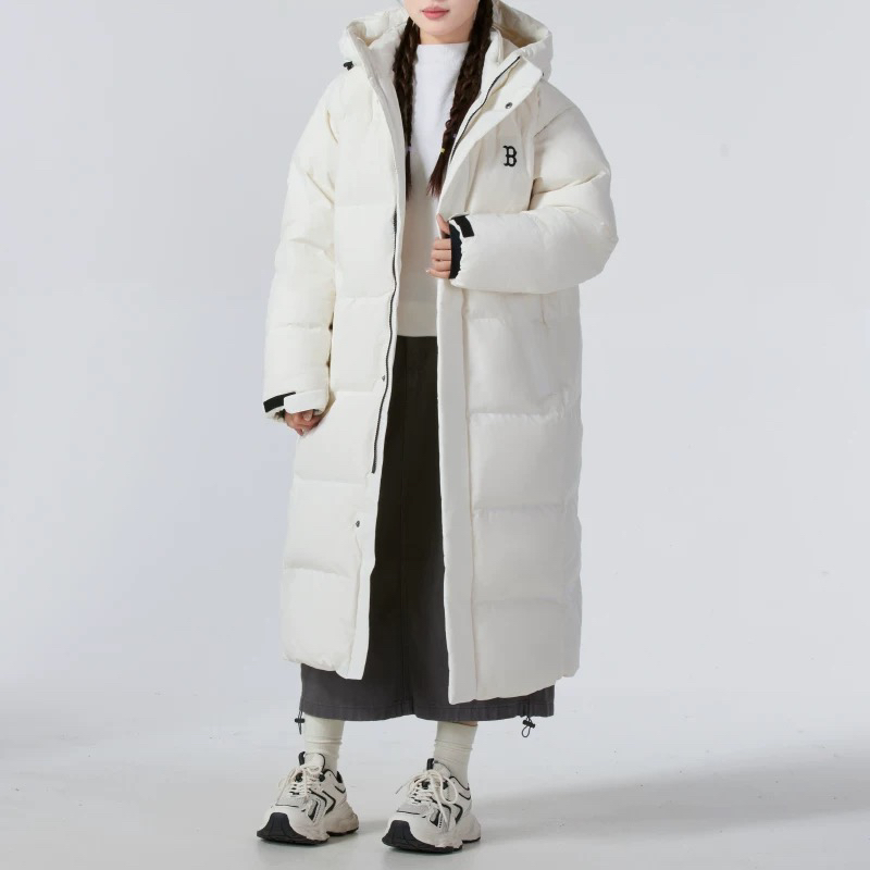 MLB 男女长款白色羽绒服2024冬季新款保暖连帽3ADJB1746-43CRS