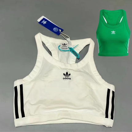adidas originals 辣妹 三条纹Logo圆领背心 绿 白 IK6586 II0713