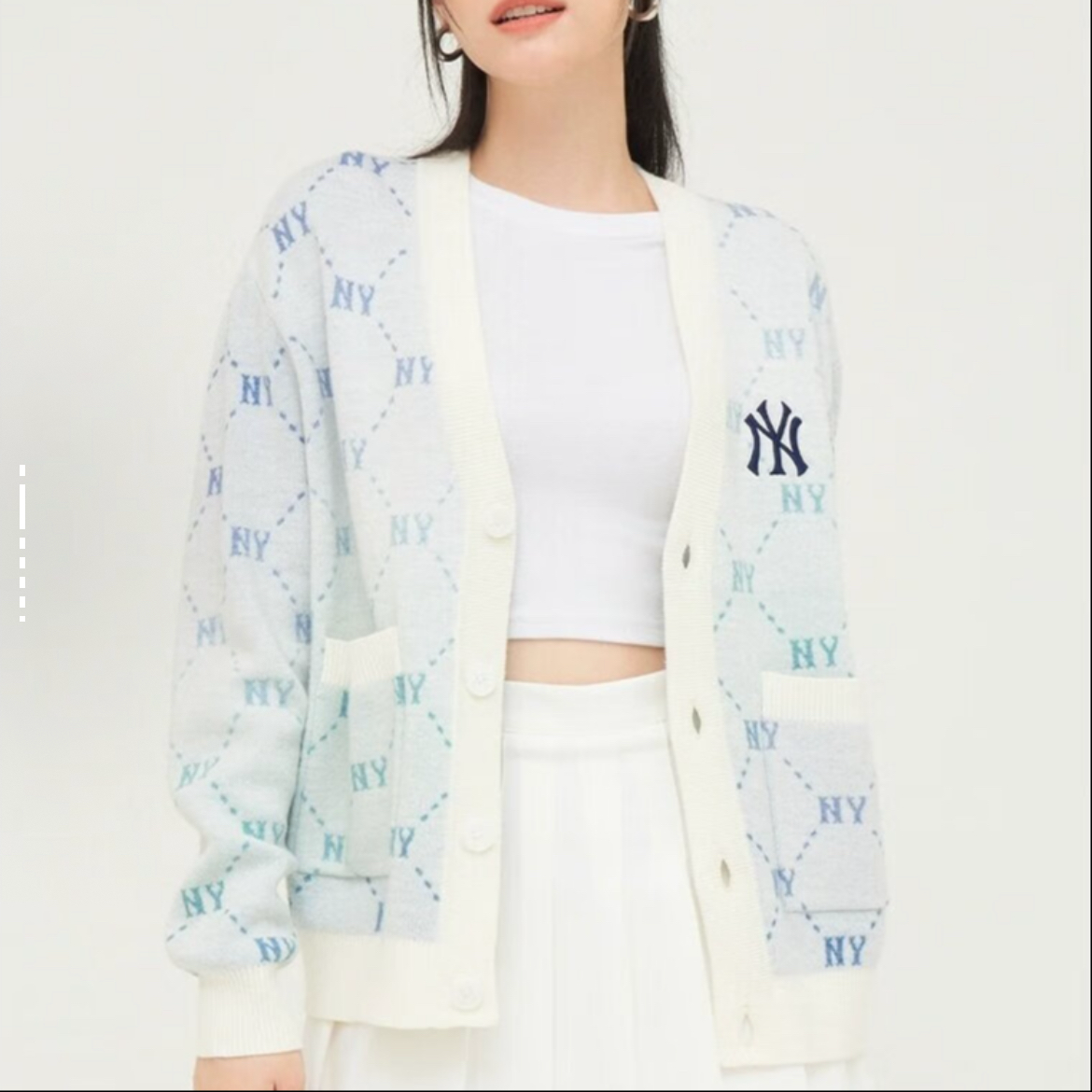 MLB 品牌logo字母图案户外休闲长袖针织衫 男女3AKCM0244-50CRS