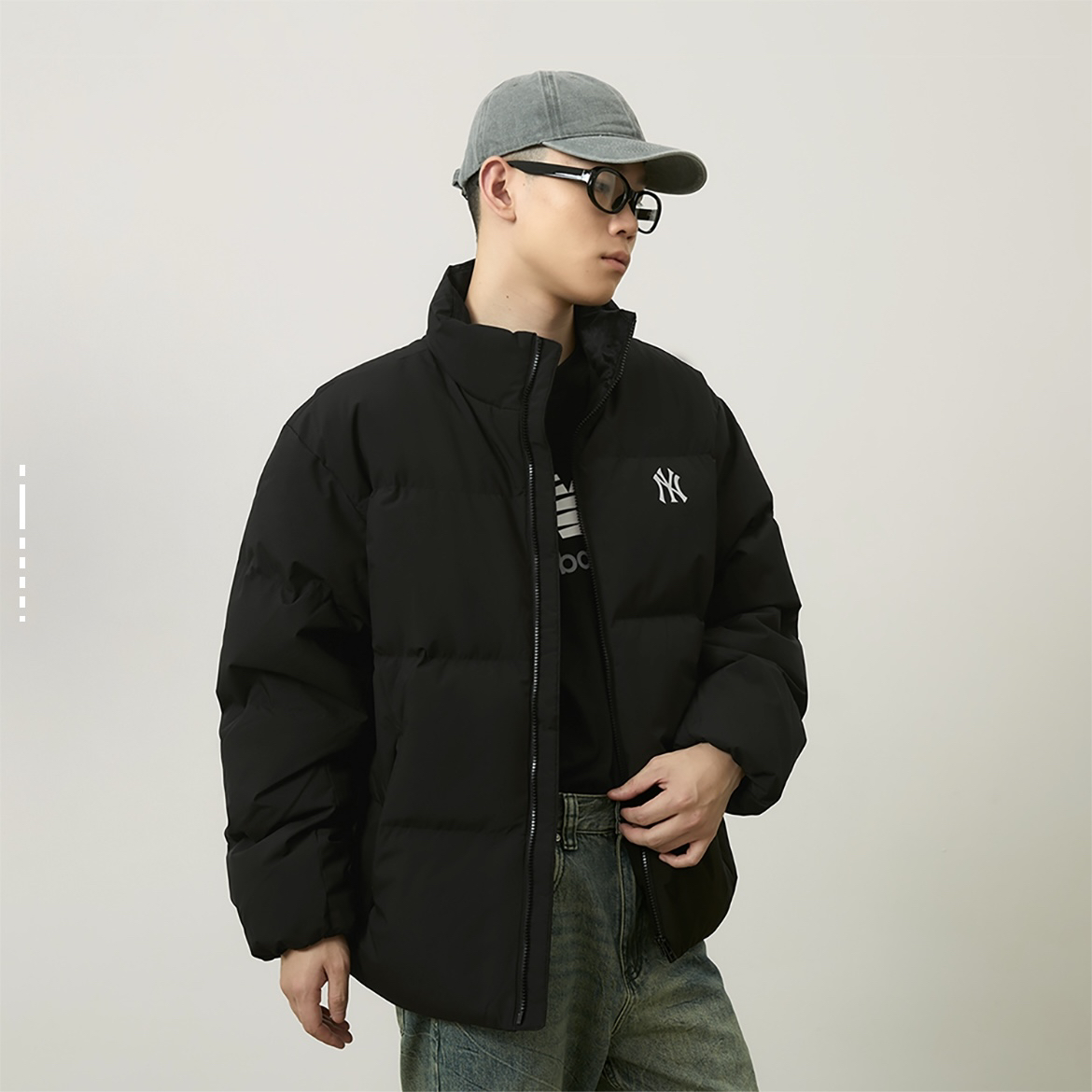 MLB羽绒服24款冬季新款小标男女短款立领羽绒服3ADJB0446-50BKS