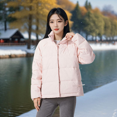 阿迪达斯羽绒服女装冬季新款粉色加厚保暖防风户外夹克外套IX8864