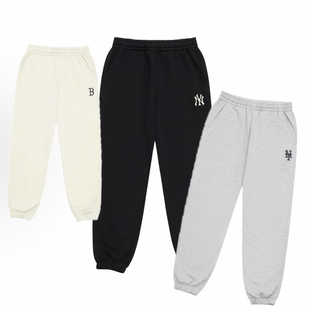 MLB 纯色休闲立体刺绣字母标束脚针织运动裤 男女3APTB0244-09MGS