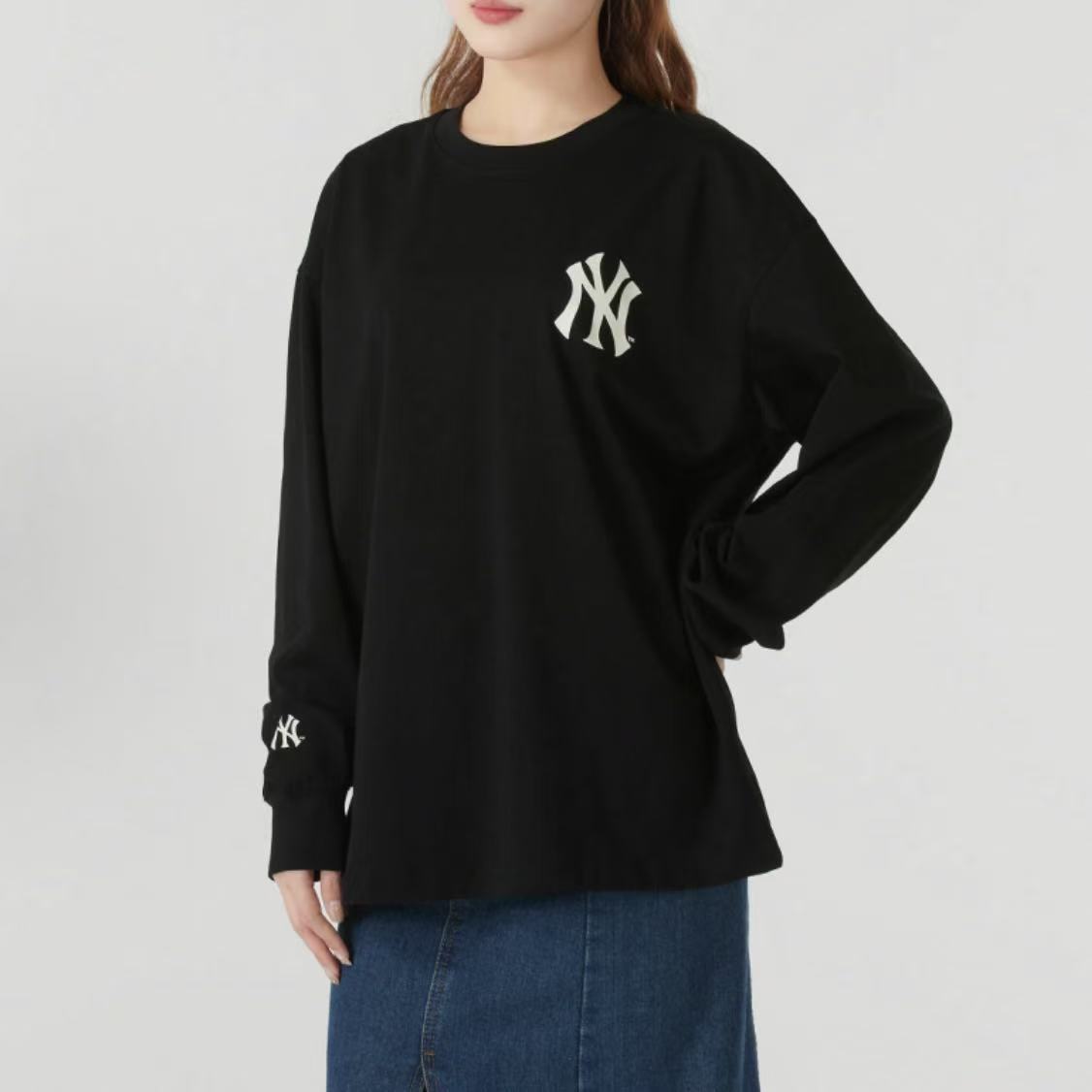 MLB服饰类MLB2025春季新款男女情侣圆领纯色套头3ATSB0251-50BKS