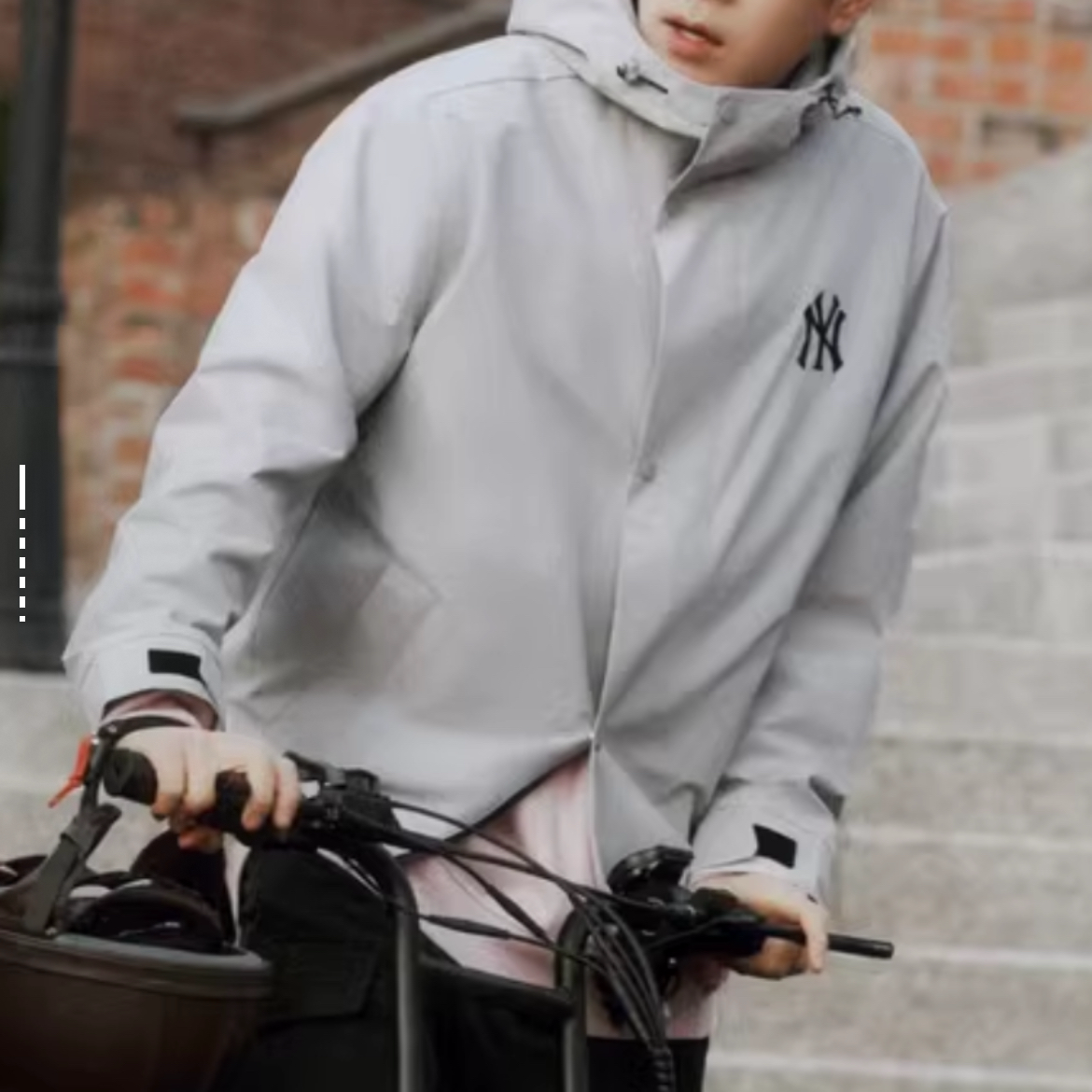 MLB 纯色连帽单排扣长袖夹克外套 男女同款 白色3AWJB0141-50GRL