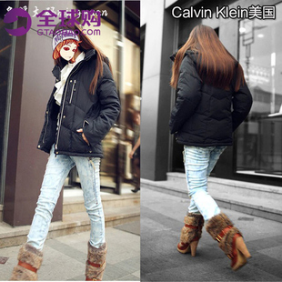 外贸原单正品 胖mm连帽黑色短款 大码 冬装 羽绒服外套 女装 特298元