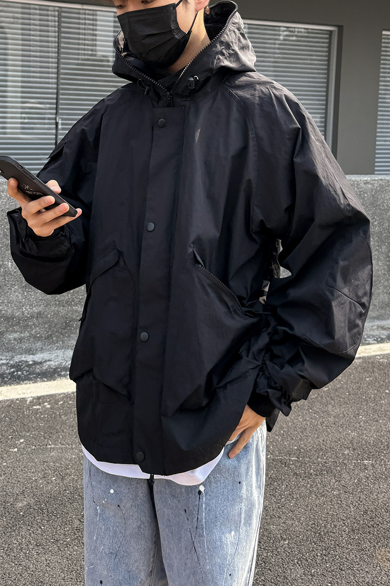 1110-YU084-P200户外机能连帽冲锋衣外套男潮牌宽松工装夹克,男装夹克,星座1110