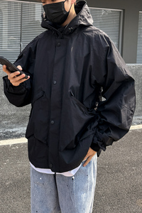 1110-YU084-P200 户外机能连帽冲锋衣外套男潮牌宽松工装夹克图片