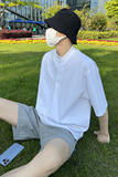 1110-TT433-P53设计款斜领纯色短袖T恤情侣宽松tee，男装T恤，星座1110