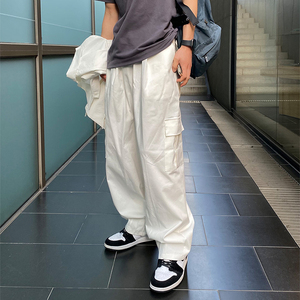 1110-KK346-P80宽松直筒多口袋工装纯色休闲裤