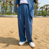 1110-KK338-P752025四季新品韩版宽松时尚高级色直筒烟管裤西裤，男装西裤，星座1110