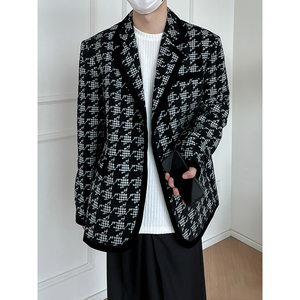 1110-X271-P175 千鸟格西装外套男 高级感穿搭西服上衣宽松图片