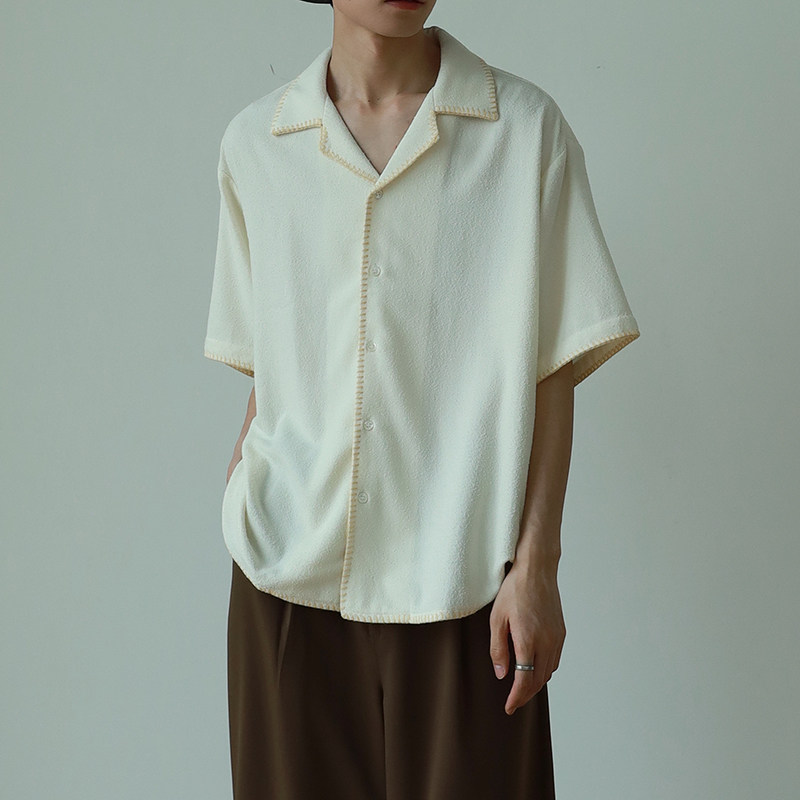 1110-C471-P85 短袖衬衫2025夏季潮牌宽松百搭设计款半袖衬衣男图片