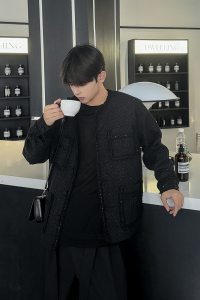 1110-YU172-P140 春秋季亮晶设计感小众夹克男生休闲小香风外套男图片