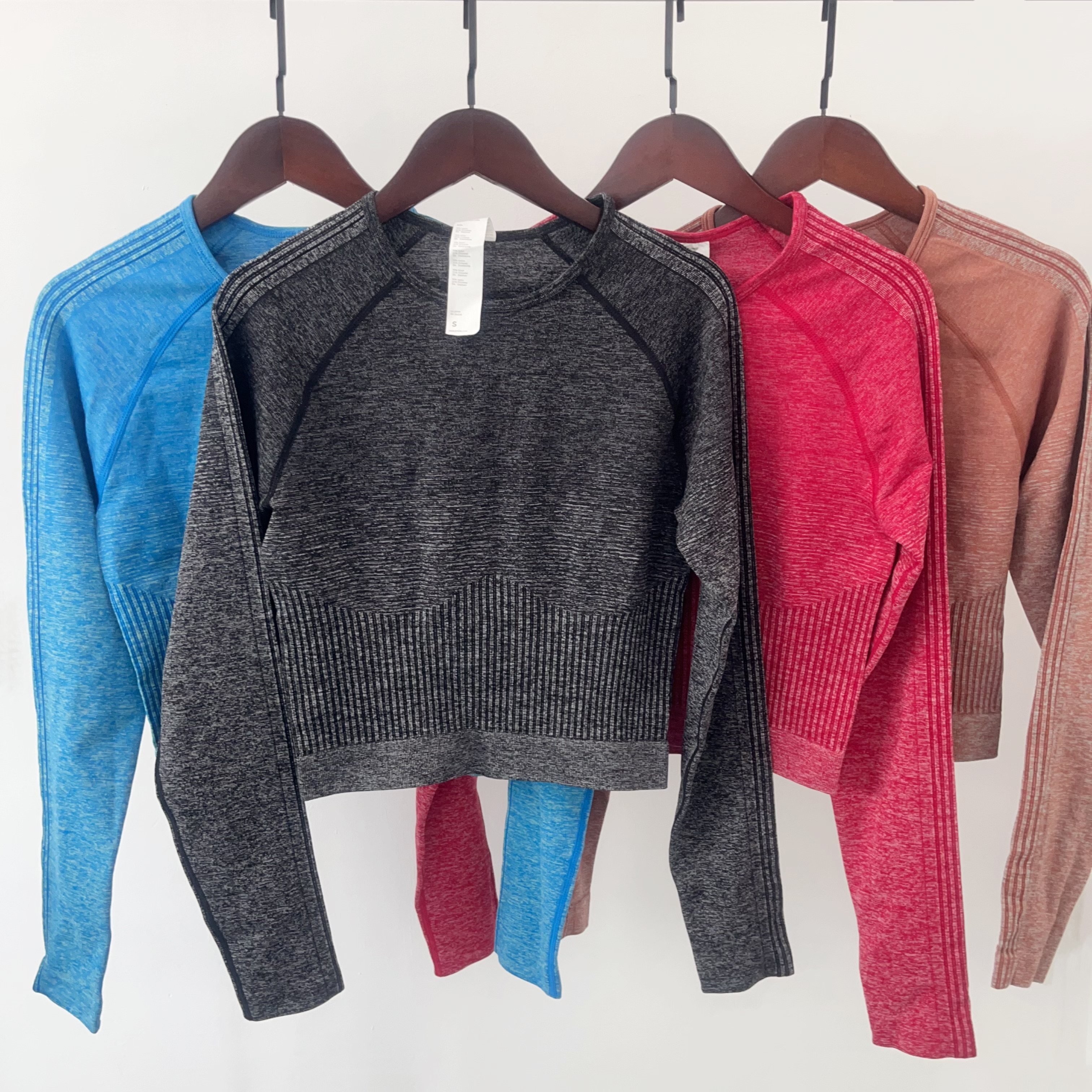 欧美好货 厚实专业速干T恤女圆领露腰短款紧身健身衣跑步瑜伽长袖,运动服/休闲服装,健身衣,淘宝优惠券,粉丝福利购,淘宝优惠卷