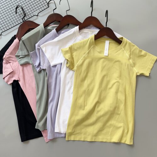 夏季轻薄透气运动休闲专业速干T恤女修身高弹瑜伽短袖跑步健身衣