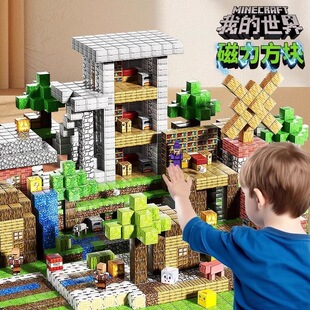 我 磁性磁吸磁铁 世界磁力方块积木玩具男女孩子拼图儿童益智拼装