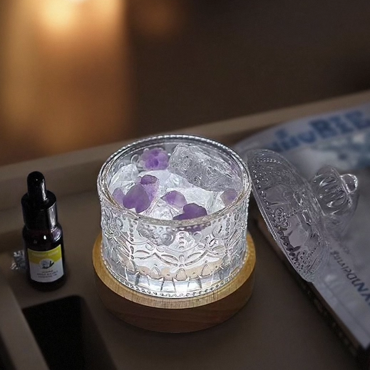 扩香石容器罐卧室香薰精油持久留香紫水晶消磁净化器皿碗桌面摆件