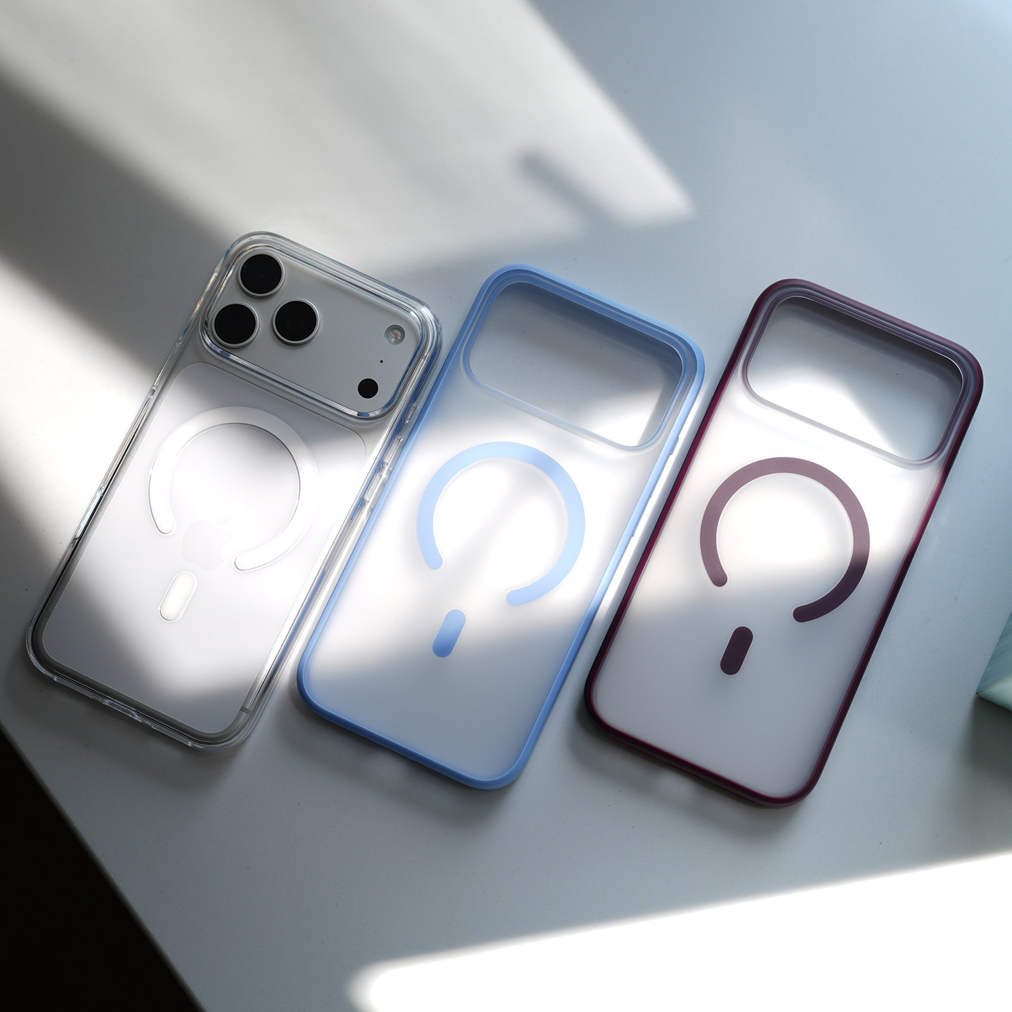 莱选｜透明壳肤感撞色壳苹果18ProMax磁吸手机壳iPhone17Pro保护套MagSafe磨砂防摔全包壳清透蓝酒红色