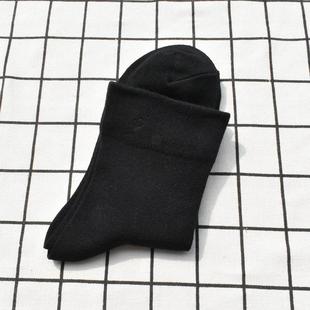 纯黑色宽松口女袜中筒袜月子袜绢丝混纺日单外贸袜纯色老人袜上班