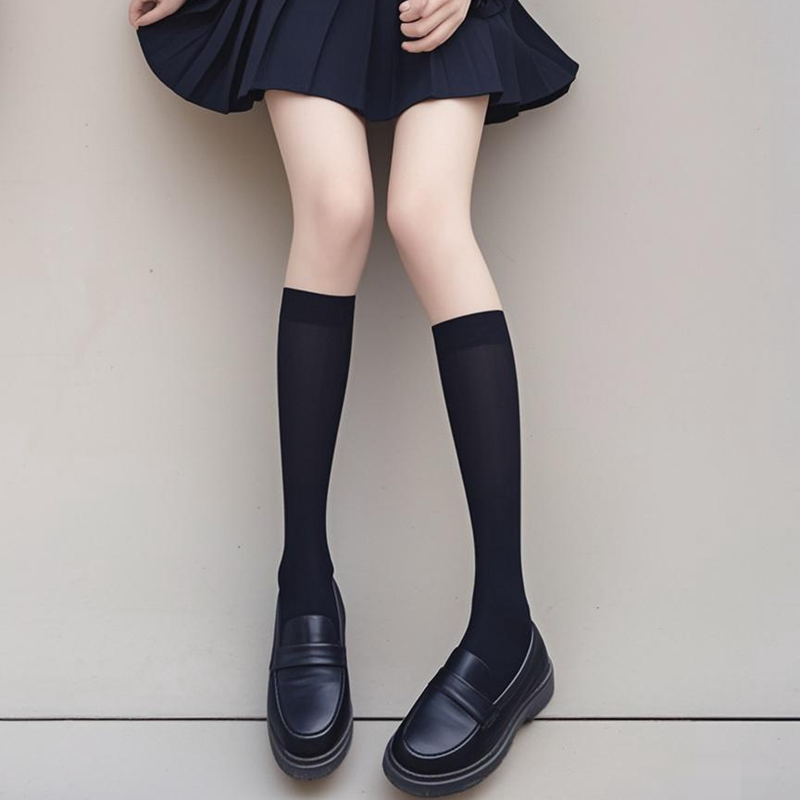 黑色女士精梳棉小腿袜吸汗透气