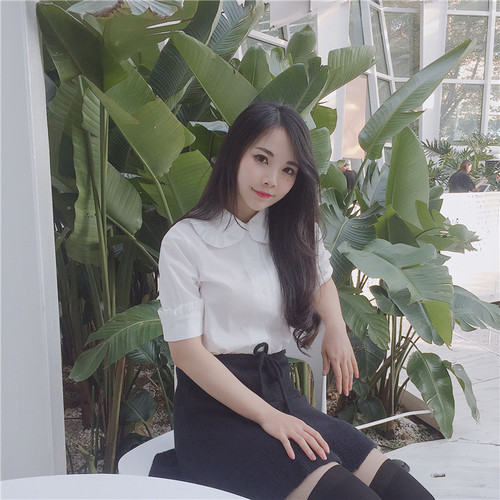 katie口袋女仆短袖衬衫19年龙心