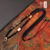 新中式 黑玛瑙吊坠挂绳快拆符文秋冬新款 毛衣链泰国佛牌链子唐卡绳
