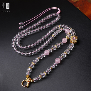 泰伽泰国佛牌链子原创设计新中式国风粉玉髓水晶链子项链绳吊坠链