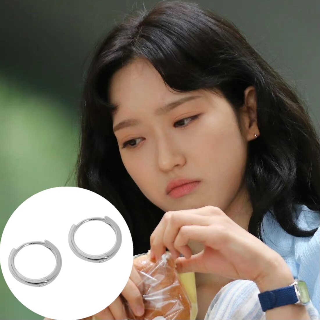 金高银cheerup韩智贤都海伊同款s925纯银迷你圆形耳环耳圈耳扣