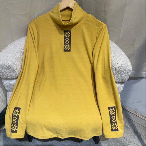 PWD33377【仅上衣】秋冬宽松显瘦高领印花大码女装上衣【衣长68】