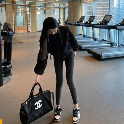 烟灰色大码修身紧身小脚铅笔裤子