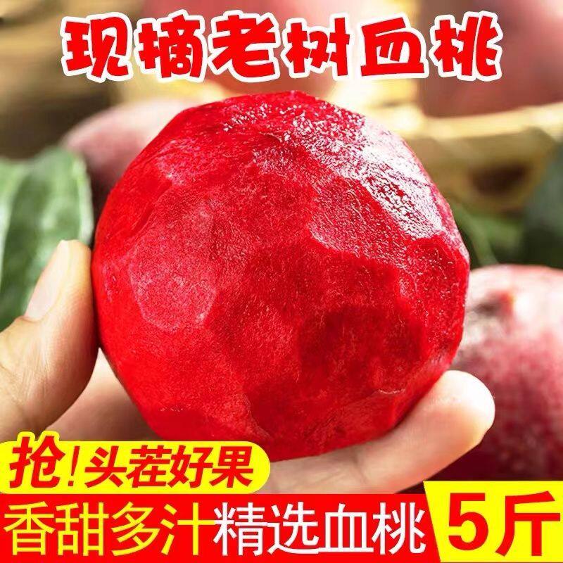 湖北正宗血桃当季新鲜桃子水果红心离核桃脆甜毛桃应季非水蜜桃