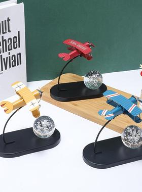 复古铁艺飞机模型摆件仿真战斗机家居客厅书房装饰品场景布置道具