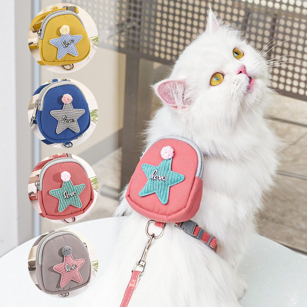 宠物泰迪小狗狗猫咪外出猫双肩背包胸背带牵引绳遛狗狗用品